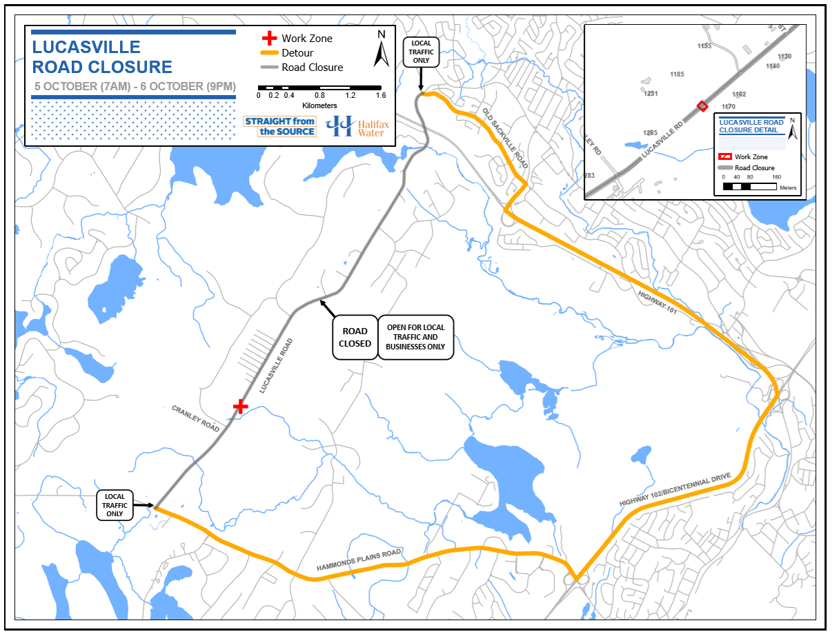 Lucasville Road Water Main Halifax Water   LucasvilleRd WorkZone Map.PNG